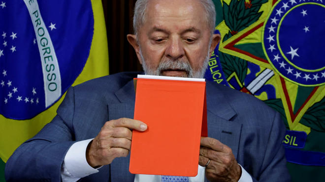 Lula durante reunião ministerial no Palácio do Planalto em 18 de março de 2024