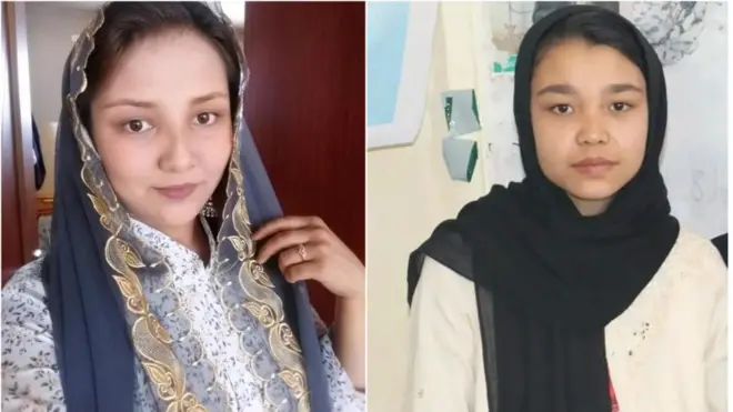 ن﻿رگس و ام‌البین، دو دانش آموزی که روز جمعه ۳۰ سپتامبر در آزمون آزمایشی کنکور در آموزشگاه کاج شرکت کرده بودند