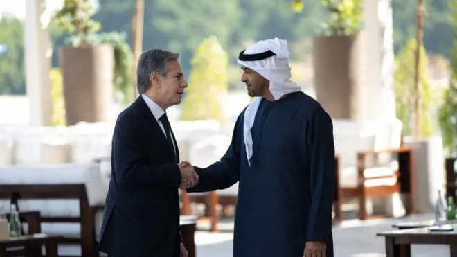 Antony Blinken meets President Sheikh Mohammed bin Zayed Al Nahyan