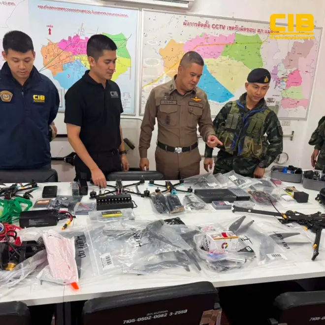CIB ရဲတပ်ဖွဲ့က ထုတ်ပြန်တဲ့ ဒရုန်းတွေ ဖမ်းမိတယ်ဆိုတဲ့ ဓာတ်ပုံ