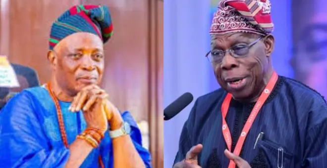 Aworan Olubadan tuntun, Oba Adewolu Ladoja ati Aarẹ nigba kan ri lorilẹede Naijiria, Olusegun Obasanjo