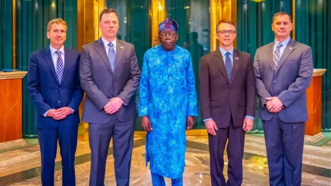 President Bola Tinubu togeda wit delegation from US Africa Command
