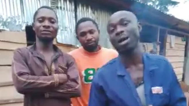 Screenshot from an SOS video of Nigerians calling for help from Central Africa Republic where they claim they are being held under forced labour
