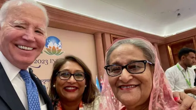 अमेरिकी राष्ट्रपति जो बाइडन और बांग्लादेश की प्रधानमंत्री शेख हसीना.