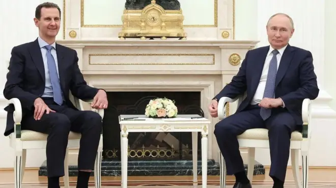 Президент Росії Володимир Путін під час зустрічі з тодішнім президентом Сирії Башаром Асадом у Кремлі в Москві, Росія, 24 липня 2024 року. 