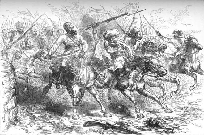 আজিমুল্লাহ খানই 'ভারত মাতা কি জয়'এর মূল স্লোগানটি লিখেছিলেন বলে ইহিহাসবিদদের একাংশ মনে করছেন। - সিপাহী বিদ্রোহের হাতে আঁকা ছবি