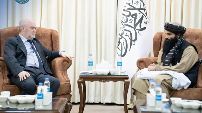 دیدار سراج الدین حقانی با آقای اوغلو در کابل