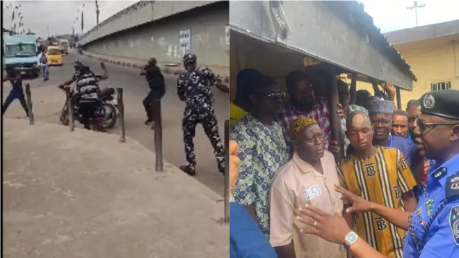 Aworan fidio to gba ori ayelujara naa pẹlu aworan ọga ọlọpaa Eko to lọ bẹ arakunrin naa wo.