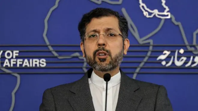 Saeed Khatibzadeh pictured at a press conference in Tehran in 2022