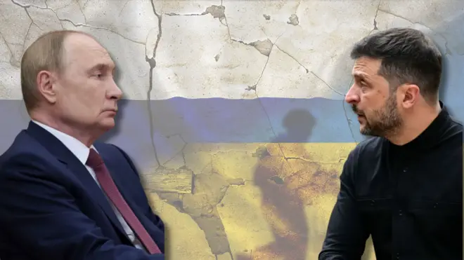 Володимир Путін і Володимир Зеленський 