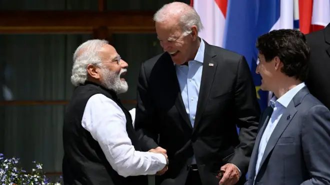 नरेंद्र मोदी, जो बाइडन और जस्टिन ट्रूडो