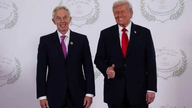 Toni Bler i Donald Tramp u oktobru 2025, na mirovnom samitu u egipatskom letovalištu Šarm el Šeiku
