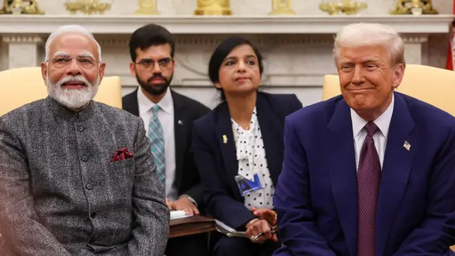 হোয়াইট হাউসে প্রধানমন্ত্রী মোদী ও প্রেসিডেন্ট ট্রাম্প, ফেব্রুয়ারি ২০২৫