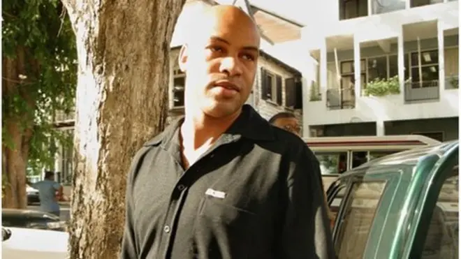 Dino Bouterse arrives in court in Paramaribo ten years ago