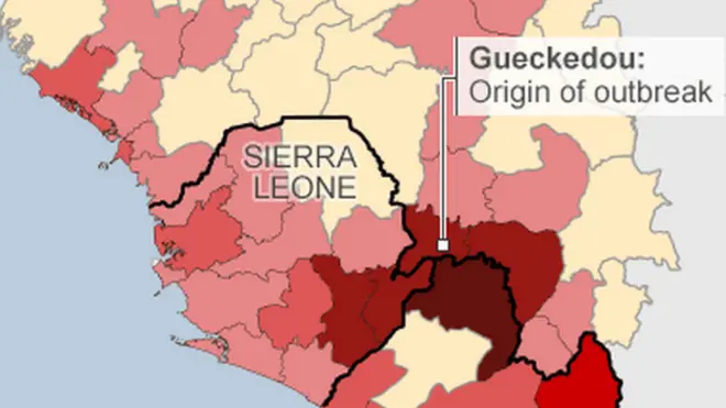 Figures accurate to 8-11 September, depending on country. Death toll in Liberia includes probable, suspect and confirmed cases, while in Sierra Leone and Guinea only confirmed cases are shown