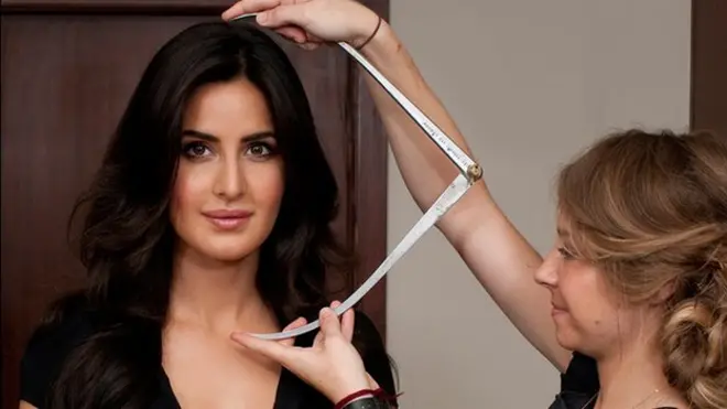 Katrina Kaif being measure for her wax statue