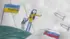 An anti-war drawing by 12-year-old Masha appears to show a Ukrainian woman with a child holding up a hand to say no as Russian missiles approach
