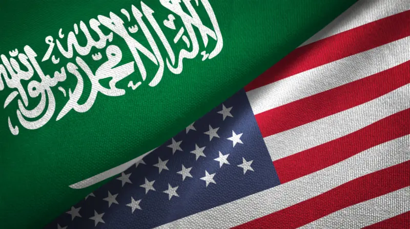 صورة للعلمين السعودي والأمريكي