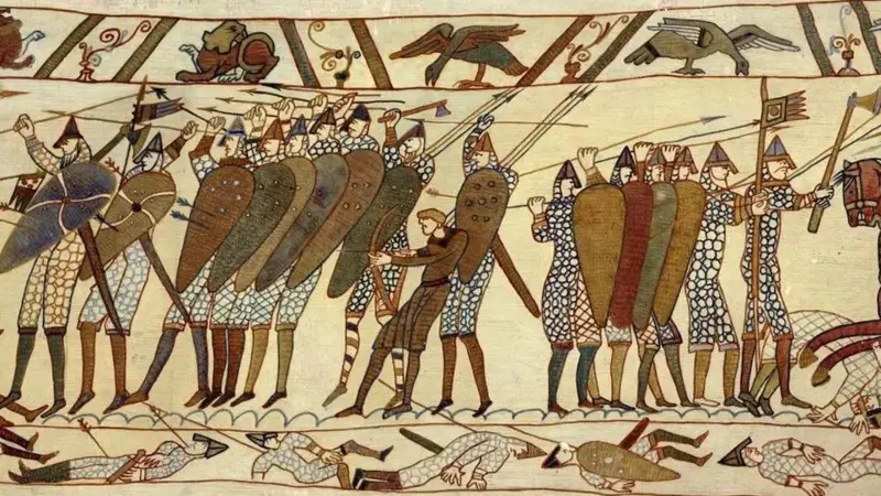 أحد مشاهد القتالَ في معركة هاستينغز التي تُعد واحدةً من أهم المعارك في التاريخ الإنجليزي