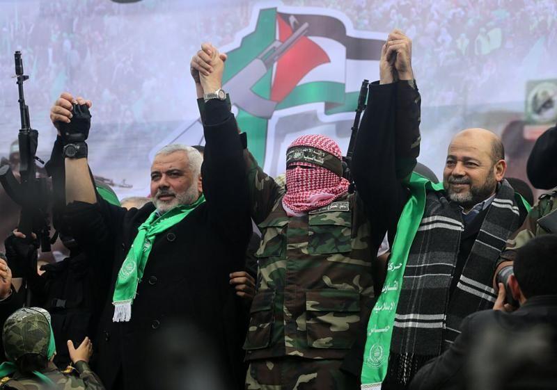 Archive image of Hamas leaders, including Abu Ubaidah.