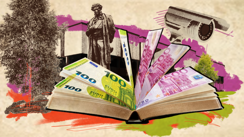 Kitap sayfaları içinde euroların olduğu bir görsel.