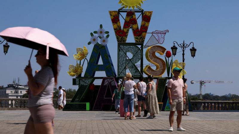 People cooling off during Europe's heatwave