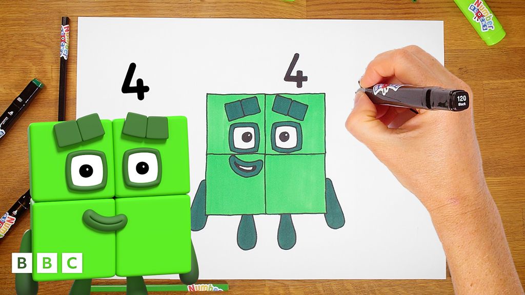 How To Draw Numberblock Four - CBeebies