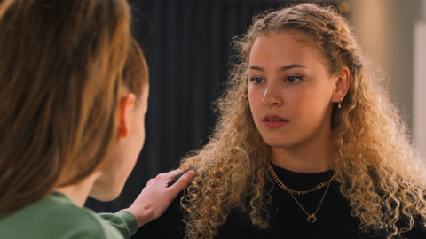 An image of Lola looking worried, she\u2019s wearing a black jumper