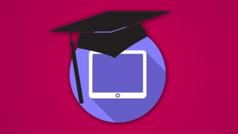 A purple circle with a Mortarboard hat on top.