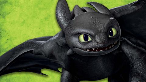 Toothless in front of green background