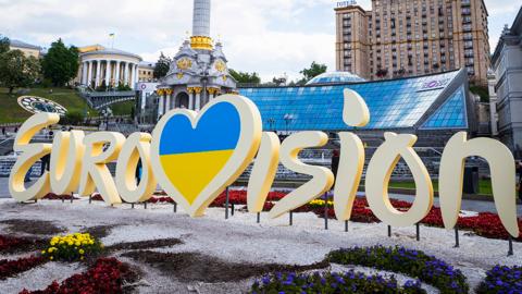 A Eurovision sign in the sunshine.