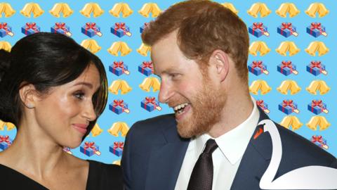 Harry and Meghan smiling at each other.