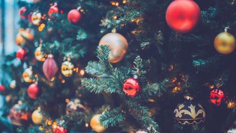 Close up of a decorated Christmas tree