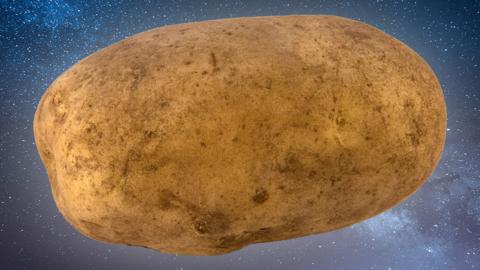 A potato floating in outer space