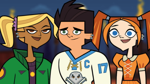 Three customised characters from Total Drama Island