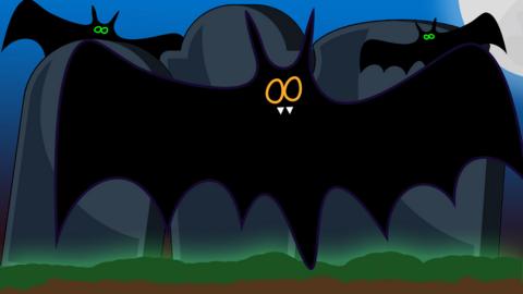 A group of bats in a cemetery, play the vampire name generator.