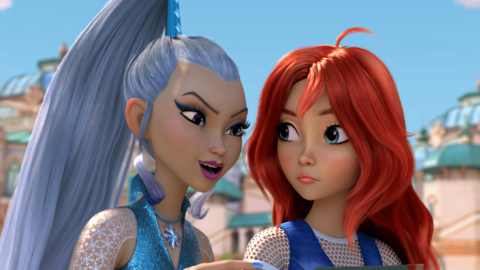 A fairy and a witch are having a magical showdown