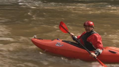 Steve in a canoe