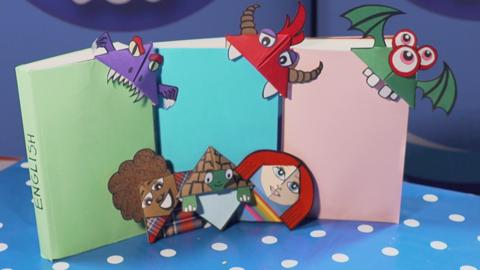 Three books, with colourful bookmarks