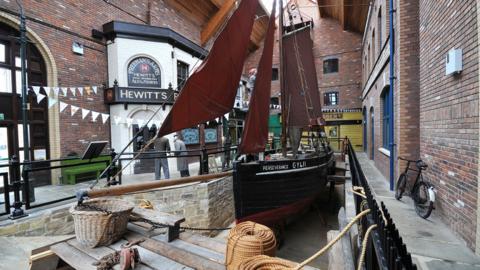 Boat docked for maintenance