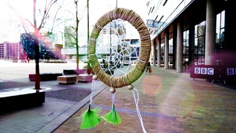 A homemade dreamcatcher