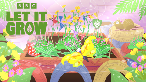 ˿ Let it Grow. A bright and colourful garden full of plants, flowers, birds, butterflies and animals