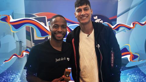 Blue Peter Raheem Sterling receives Gold badge.