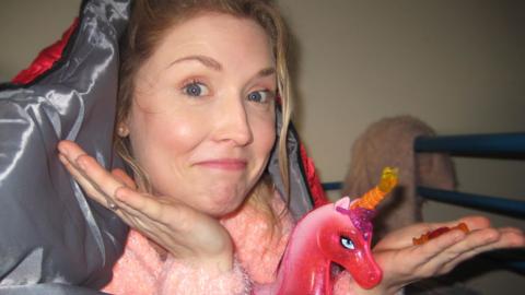 Mimi and a unicorn