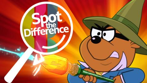 Penfold wearing a wizard hat next to a Spot the Difference logo.