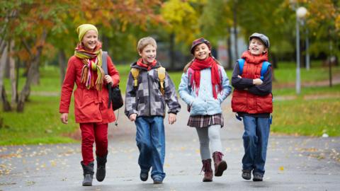 Group of kids walking outside!