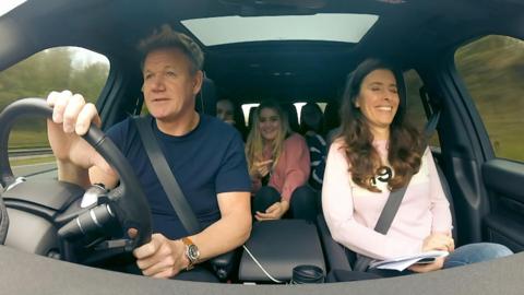 The Ramsays driving in the car.