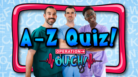 Doctors Chris, Xand and Ronx with the Operation Ouch! logo.