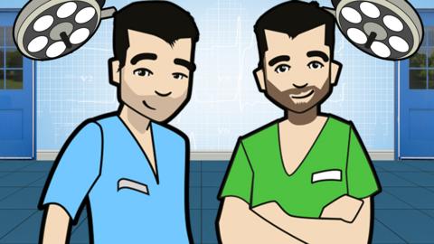 A cartoon version of two male doctors.