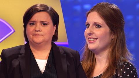 Susan Calman and a teacher looking nervous in the Top Class studio.